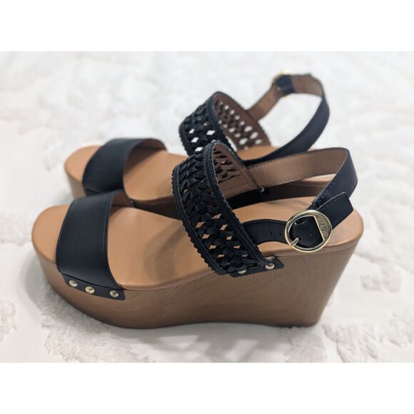 🖤 Tommy Hilfiger Rubena 2 Wedge Platform Sandals – Black – Size 8.5M - Picture 1 of 9